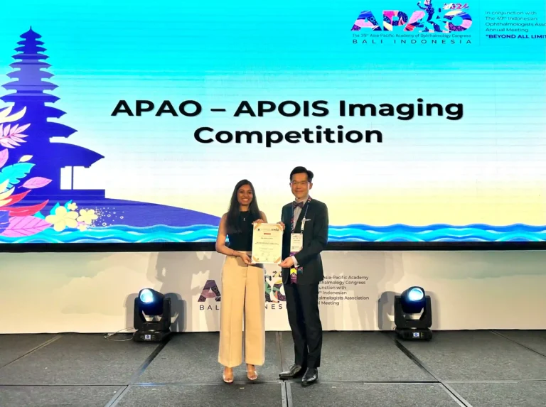 Dr. Krati Gupta awarded APAO-APOIS Imaging Competition winner at Bali Indonesia, top eye specialist in Bhopal