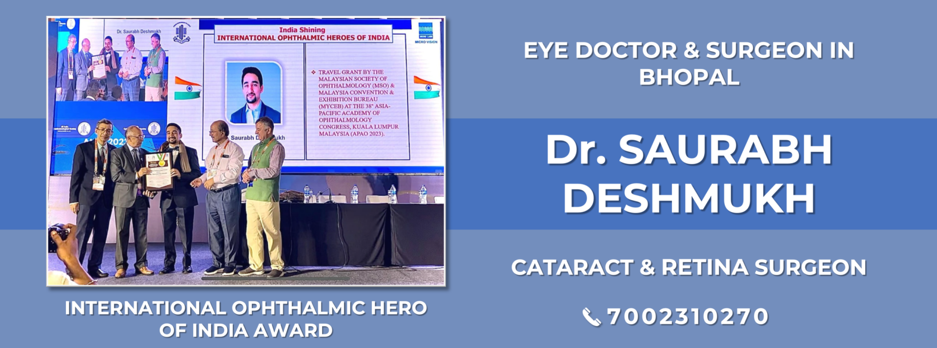 Dr Saurabh Deshmukh Eye Specialist Retina and Cataract Surgeon - Award at All India Conference