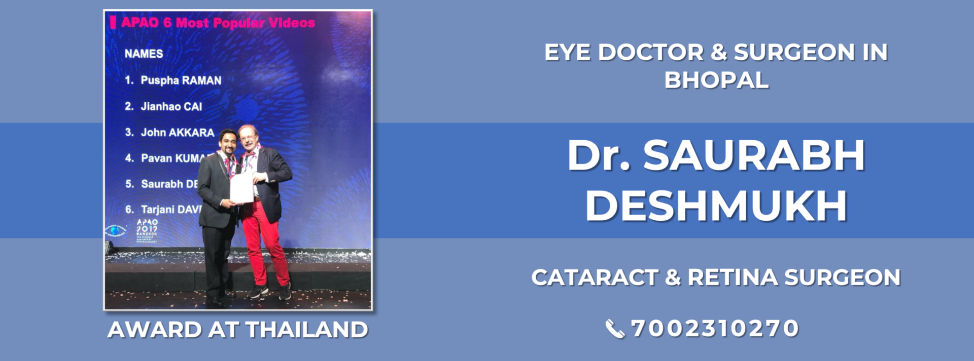 Dr Saurabh Deshmukh Eye Specialist Retina and Cataract Surgeon - Award at Thailand 1