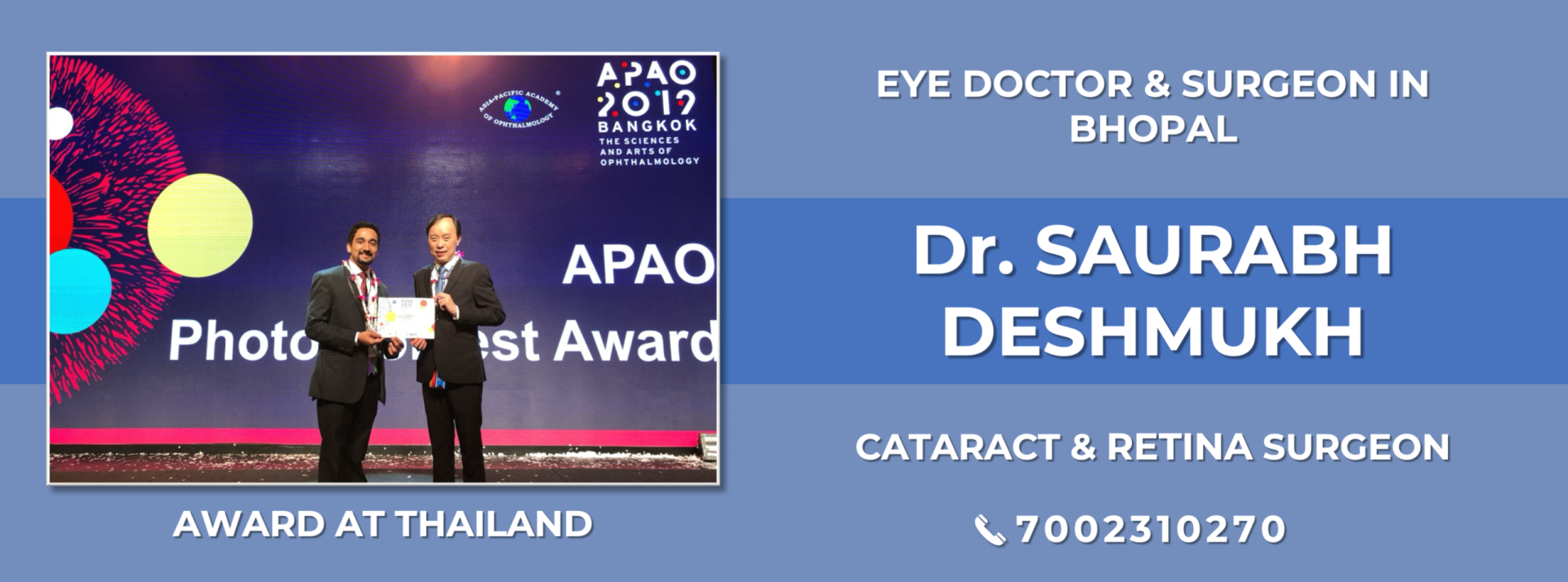 Dr Saurabh Deshmukh Eye Specialist Retina and Cataract Surgeon - Award at Thailand